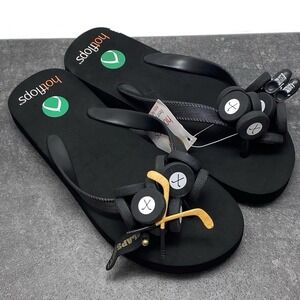 Hotflops HOCKEY Pucks Sport Flip‎ Flops Medium Unisex Adult Sz 8 9 Novelty Shoes